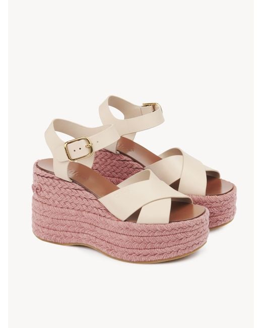 Chloé Pink Isla Wedge Espadrille