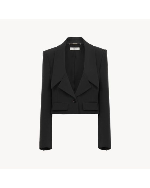 Chloé ウールギャバジン製ヘリテージ テーラードジャケット 婦人向け ブラック サイズ ウール 100% Horn Bubalus Bubalis, Farmed, Coo India Black