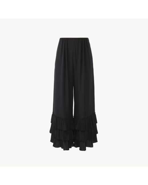 Chloé クレープデシン製フルイドワイドレッグパンツ 婦人向け ブラック サイズ シルク 100 Black