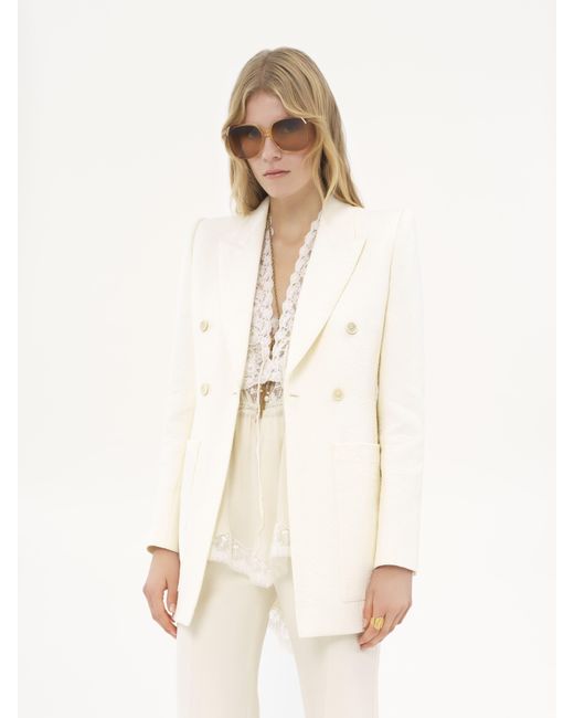 Chloé White Couture-Jacke aus einer Jacquard-Baumwollmischung
