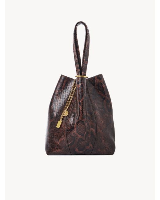 Chloé White Chloé Spin Tote Bag In Python-effect Leather