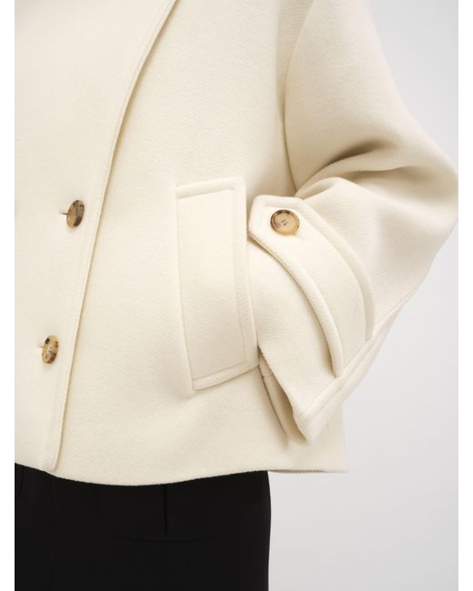 Chloé Natural Kurzer Oversize-Mantel aus Wolle