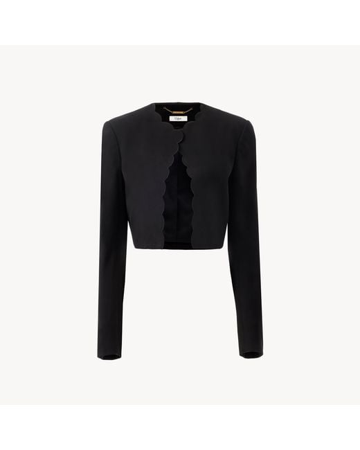 Chloé Black Scalloped Cavalry Cotton Crop Jacket