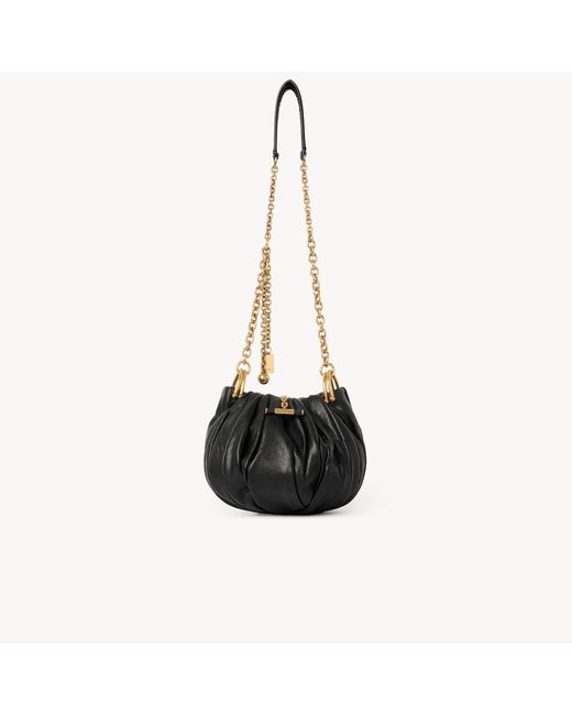 Chloé Black Plissé Shoulder Bag With Chain