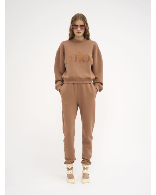 Chloé Brown Weiter Pullover aus Baumwollfleece