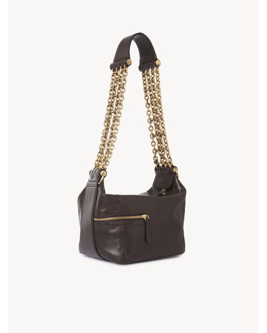 Chloé Brown Camera Chain Tasche aus glänzendem Leder