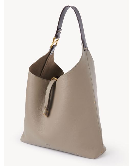Chloé Brown Marcie Hobo Bag In Grained Leather