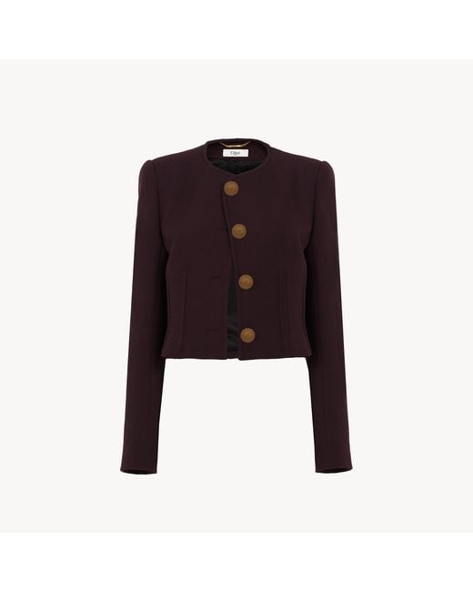 Chloé Purple Collarless Cropped Jacket