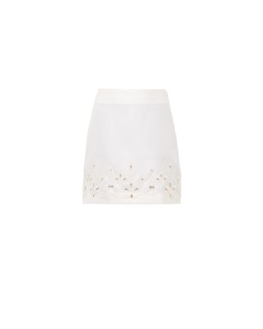 Chloé White Embroidered A-line Mini Skirt