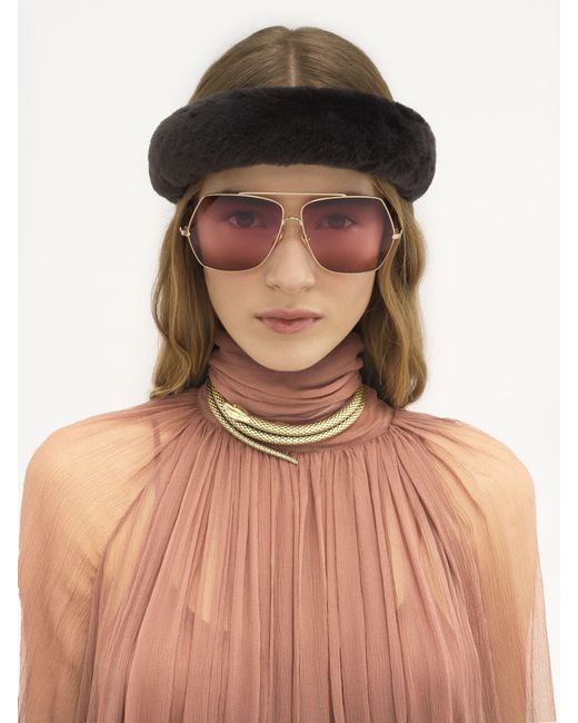Chloé Pink Gerafftes langes Kleid aus Seidenmusselin