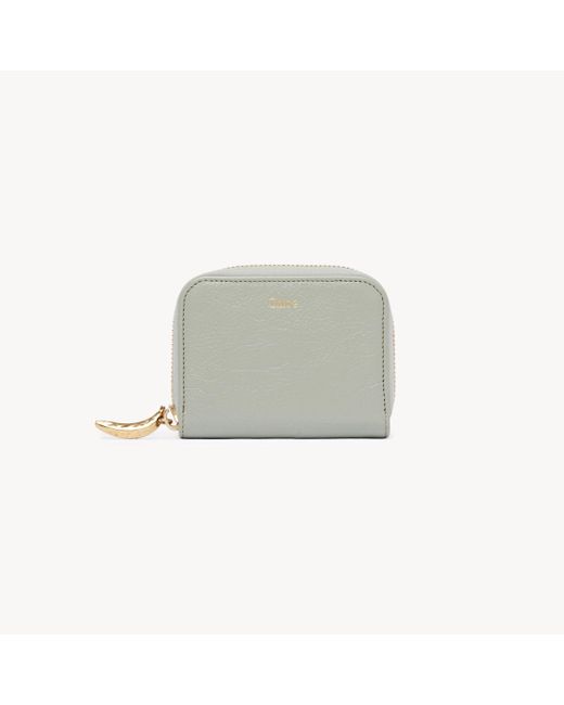 Chloé Blue Banana Portemonnaie aus genarbtem Leder mit Reißverschluss