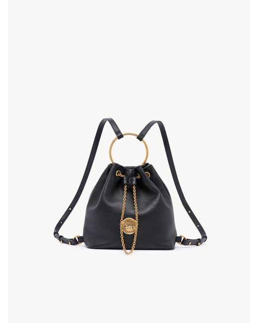 Chloé Black Small Bracelet Backpack In Grained Leather