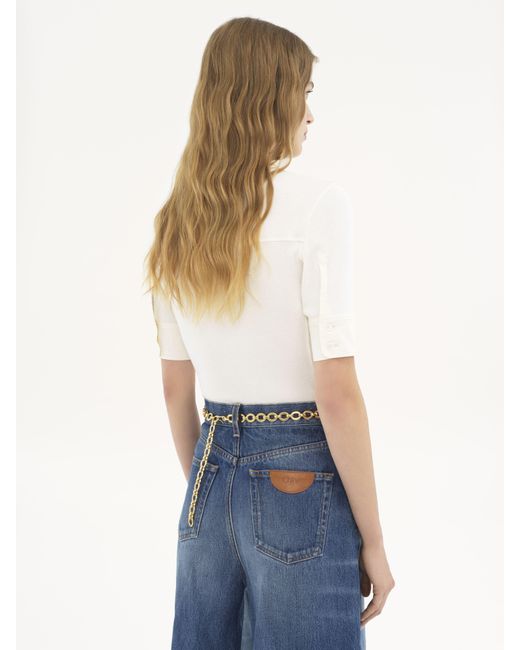 Top utilitaire à manches courtes en coton Chloé en coloris White