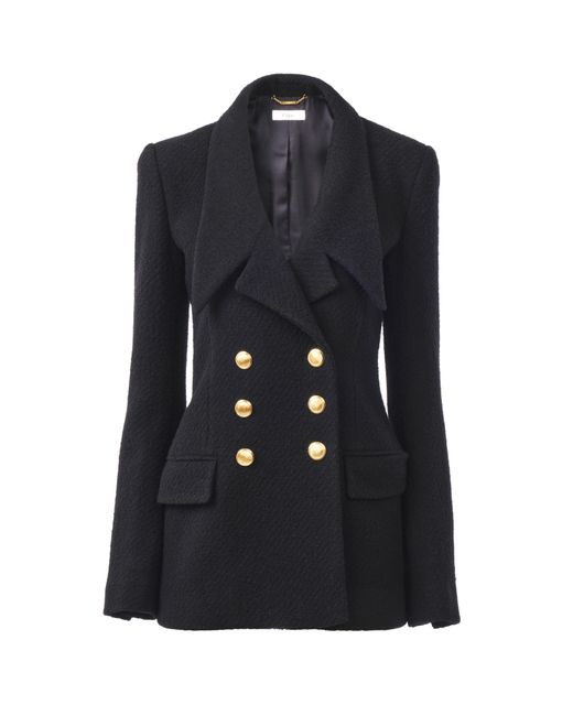 Chloé Black Double-breasted Tailored Jacket In Wool Bouclette