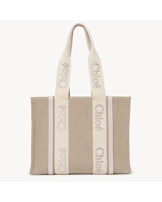 Chloé Multicolor Woody Tote Bag In Linen