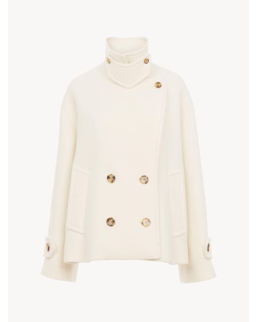 Chloé Oversized Short Coat in het Natural