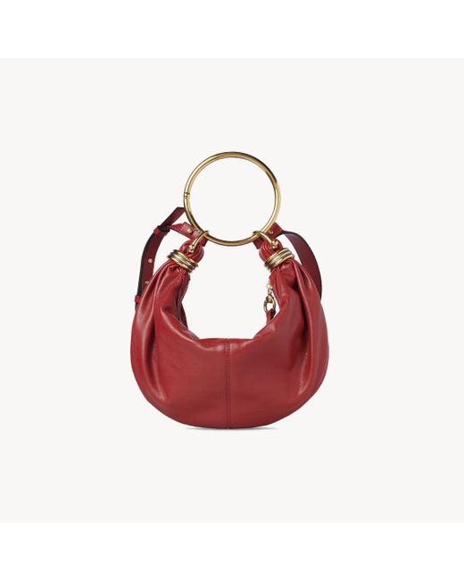 Chloé グレインレザー製スモールBracelet Hobo Bag 婦人向け レッド サイズ 牛革（カーフ） 100 Red