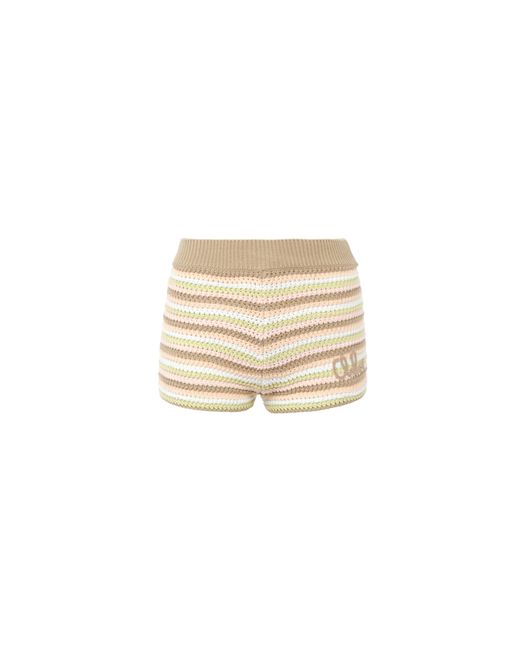 Mini short taille haute en crochet de coton à logo Chloé en coloris Natural
