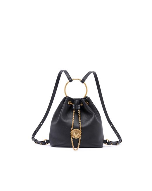 Chloé Black Small Bracelet Backpack In Grained Leather
