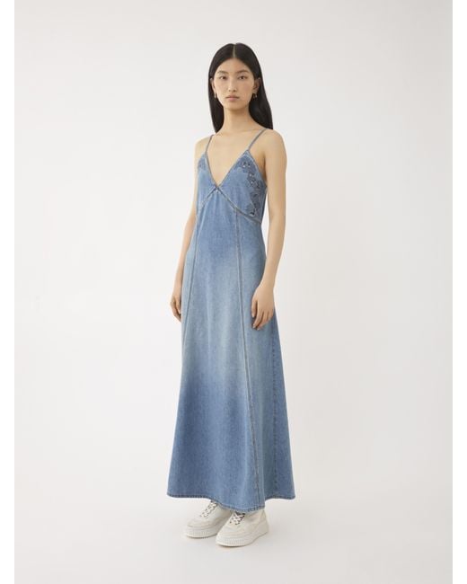 Chloé Blue Long Flare Denim Dress