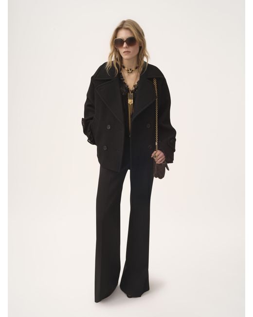 Chloé Black Kurzer Oversize-Mantel aus Wolle