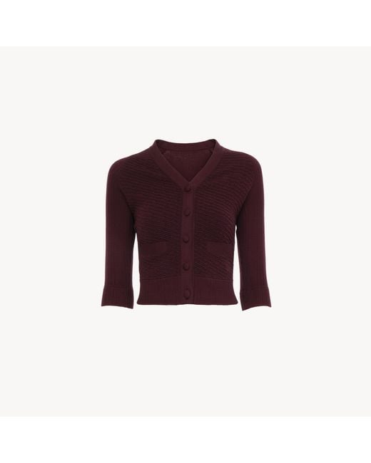 Cárdigan Ajustado Con Cuello En V De Punto De Lana Chloé de color Purple