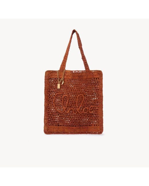Chloé Red Summer Banana Tote Bag