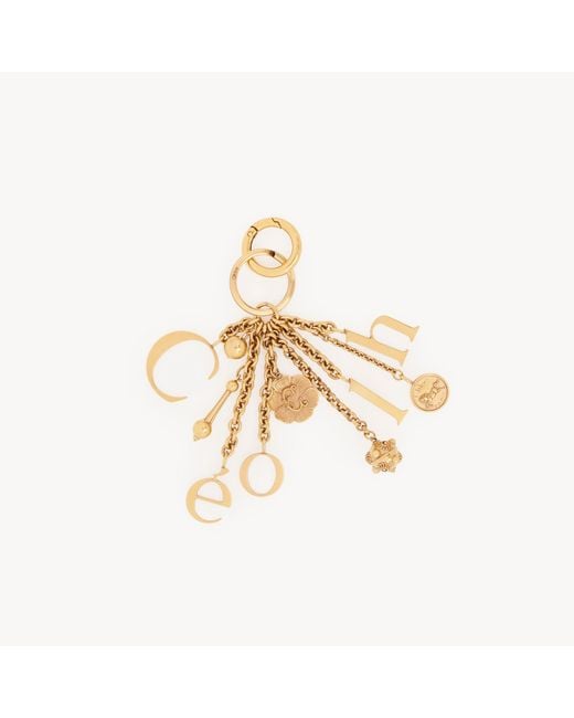 Chloé Metallic Symbols Logo Key Ring Bag Charm