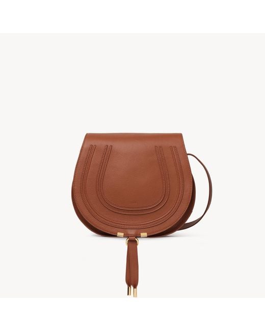 Chloé Brown Marcie Saddle Bag Grained Leather