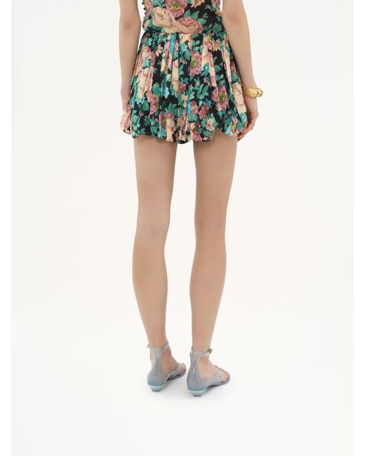 Chloé Green Mini Bloomer Shorts In Silk Charmeuse