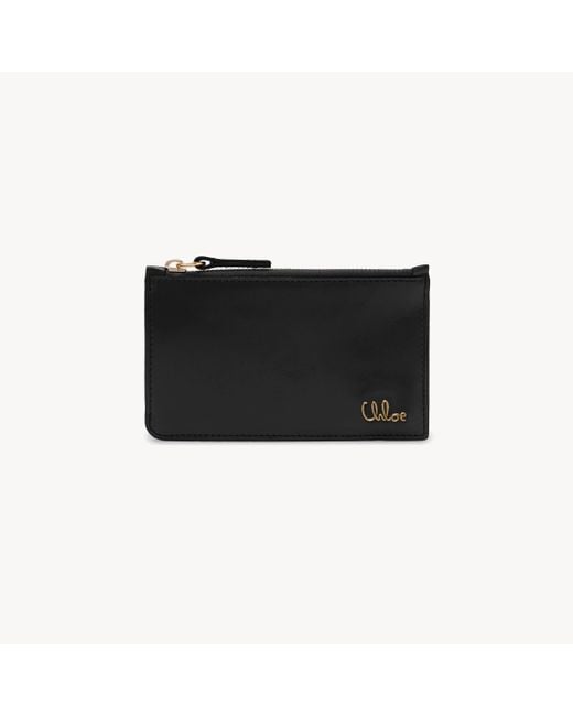 Chloé Black Small Chloé Iconic Purse With Card Slots In Shiny Leather