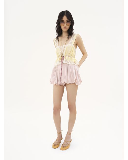 Chloé Pink Mini Bloomer Shorts In Silk Charmeuse