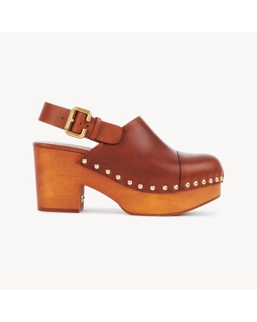 Chloé Brown Jeannette Wedge Clog