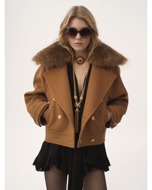 Cappotto Doppiopetto Boxy Corto di Chloé in Brown