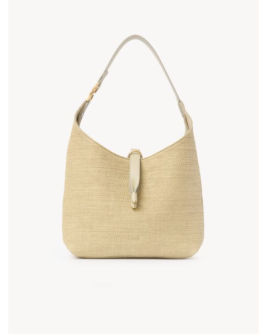Bolso Hobo Pequeño Marcie De Fibras De Efecto Rafia 69% Algodón, 31% Poliamida, Piel De Ternera Chloé de color White