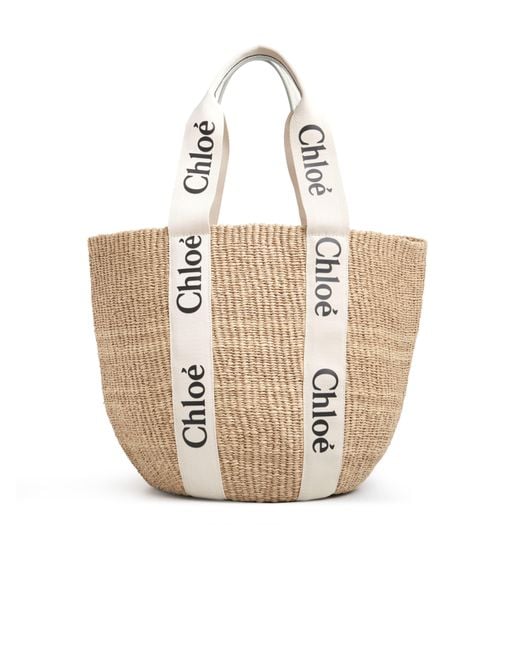 Chloé Brown Large Woody Basket In Fair-trade Paper