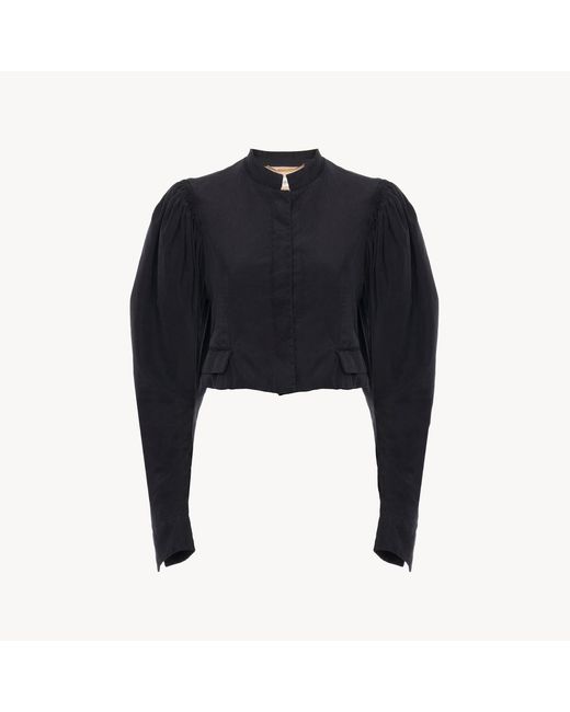 Chloé Blue Puff-Sleeve Cropped Jacket