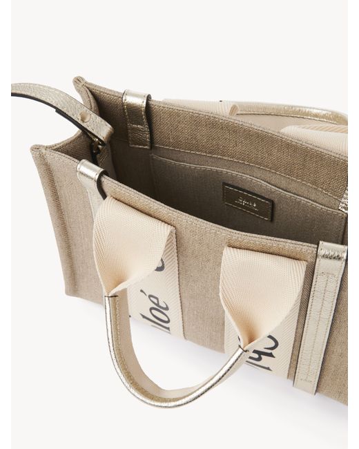 Chloé Metallic Small Woody Tote Bag With Strap