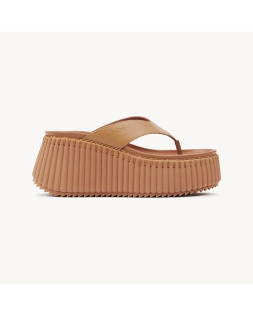 Chloé Nama ウェッジ スライド 婦人向け オレンジ サイズ 牛革 100 Brown