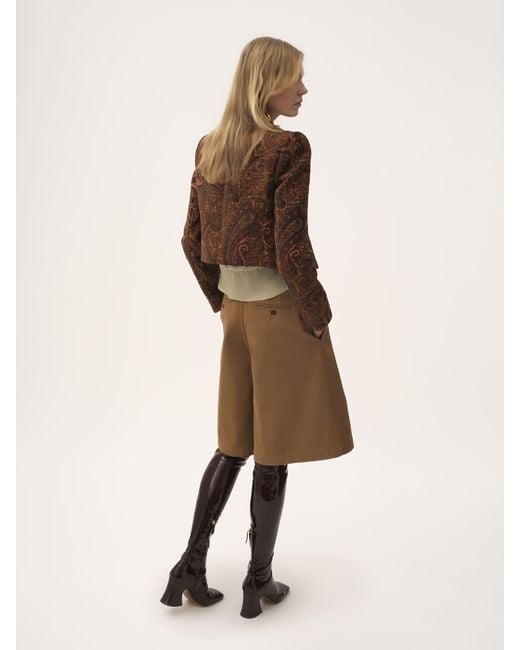 Chloé コットン製ハイライズワイドレッグ バミューダショートパンツ 婦人向け ブラウン サイズ コットン 100% Horn Bubalus Bubalis, Farmed, Coo India Brown