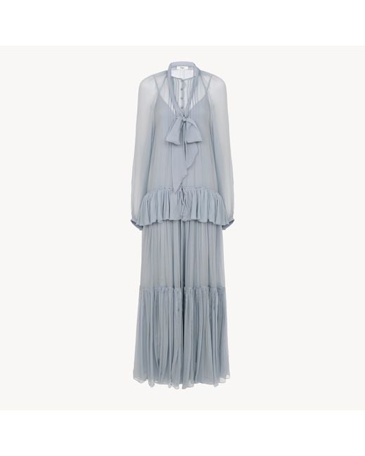 Chloé Gray Fluid Long Dress