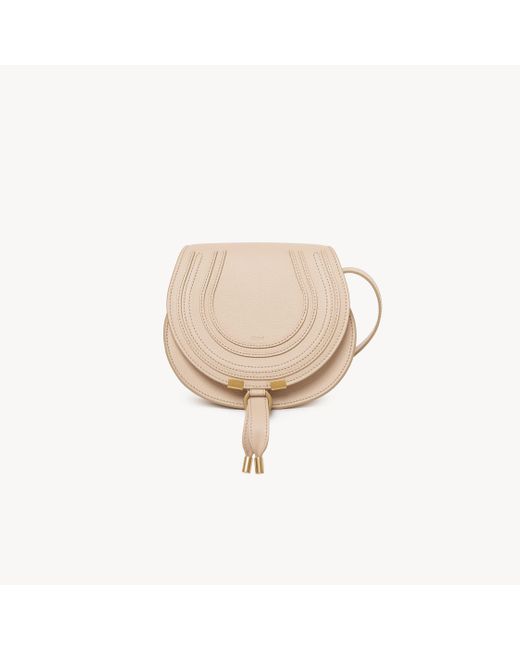 Chloé Natural Small Marcie Saddle Bag In Grained Leather