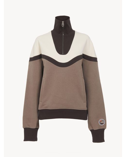 Chloé Brown Zip-collar Sweater