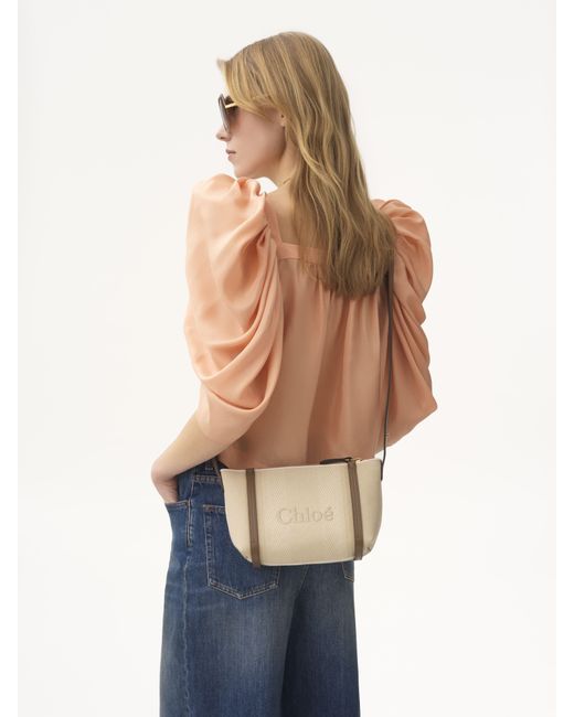 【関税&送料込】Chloe' Chloe Carry Canvas Shoulder Bag With Chloè Carry canvas shoulder bag with logo embroidery CHLOE