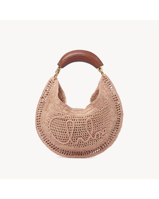 Chloé ラフィア製Summer Bananaホーボーバッグ 婦人向け ベージュ サイズ 指定外繊維（紙） 100% Bubalus Bubalis, Farmed, Coo Italy Pink