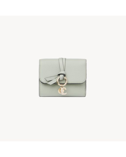 Chloé Gray Small Alphabet Tri-fold In Grained Leather