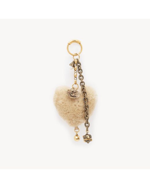 Chloé Metallic Symbols Heart Shearling Bag Charm
