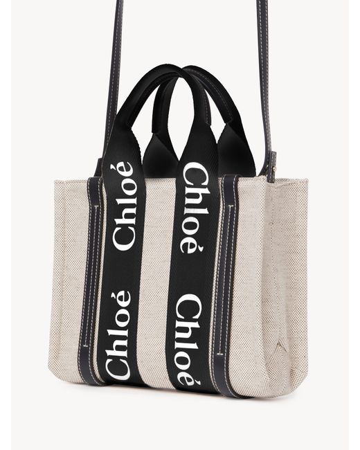 Chlo Small Woody Tote Bag With Strap in Black Lyst