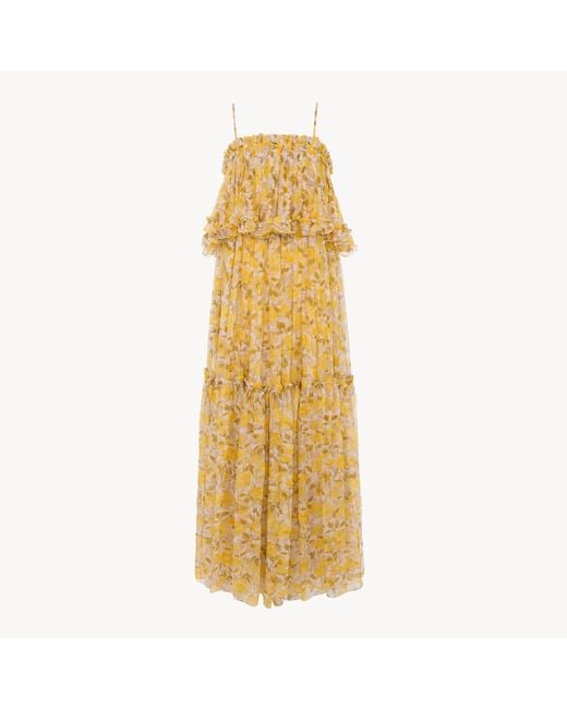 Chloé Metallic Thin-Strap Long Dress