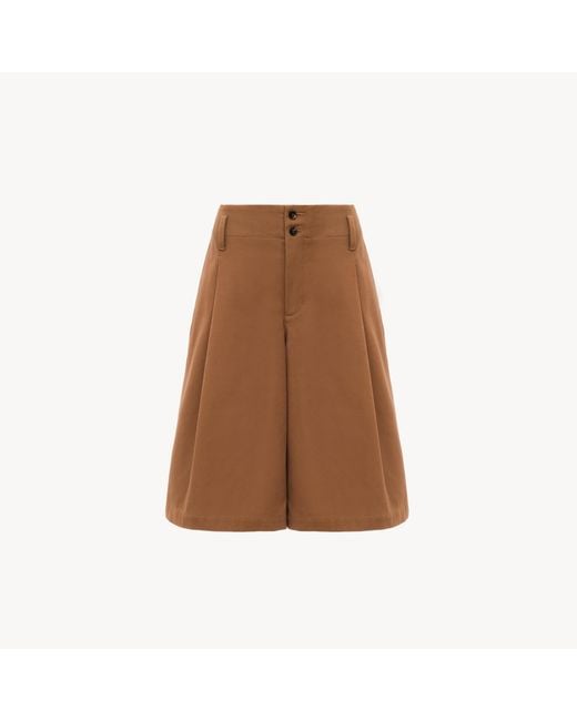 Chloé Brown High-Rise Wide-Leg Bermuda Shorts